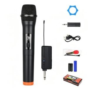 Professional UHF Wireless Handheld Microphone System with Rechargeable Receiver, 1/4" Plug-and-Play Dynamic Mic Set for Karaoke, Church, Wedding, DJ, Parties & PA Systems